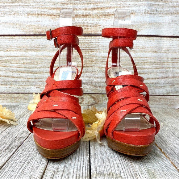 Zara Coral Leather Sandals Size 37 - Picture 2 of 12